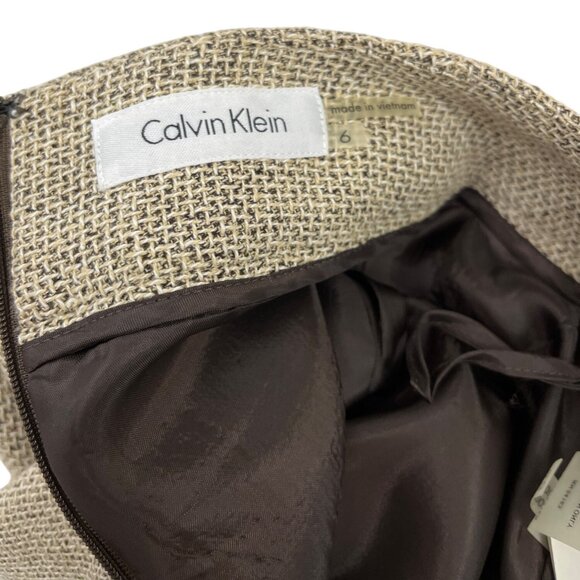 Calvin Klein Linen Blend Womens Skirt Brown Textured Size 6 - Picture 4 of 7
